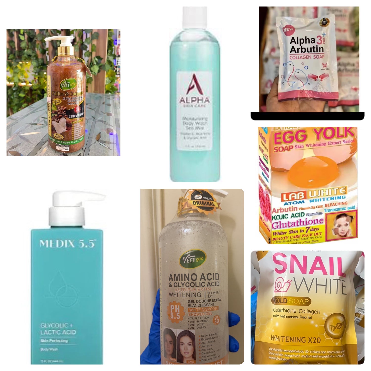 Body wash/soaps/scrubs