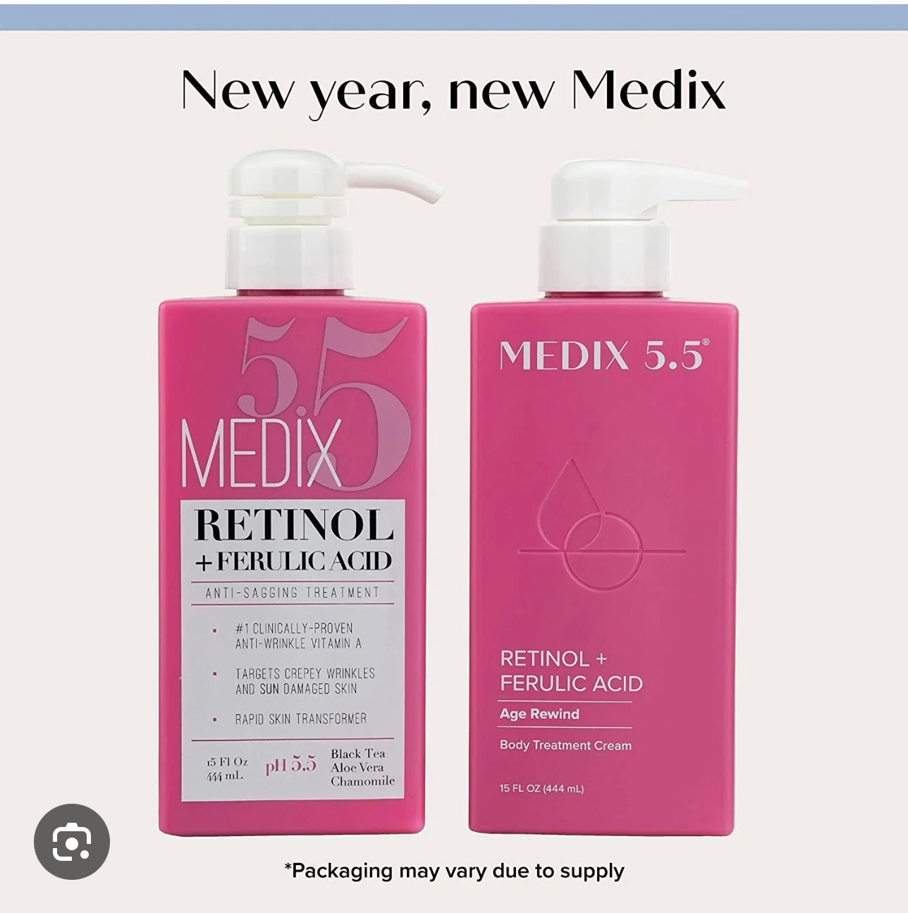 Medix 5.5 retinol and ferulic acid body lotion 444ml